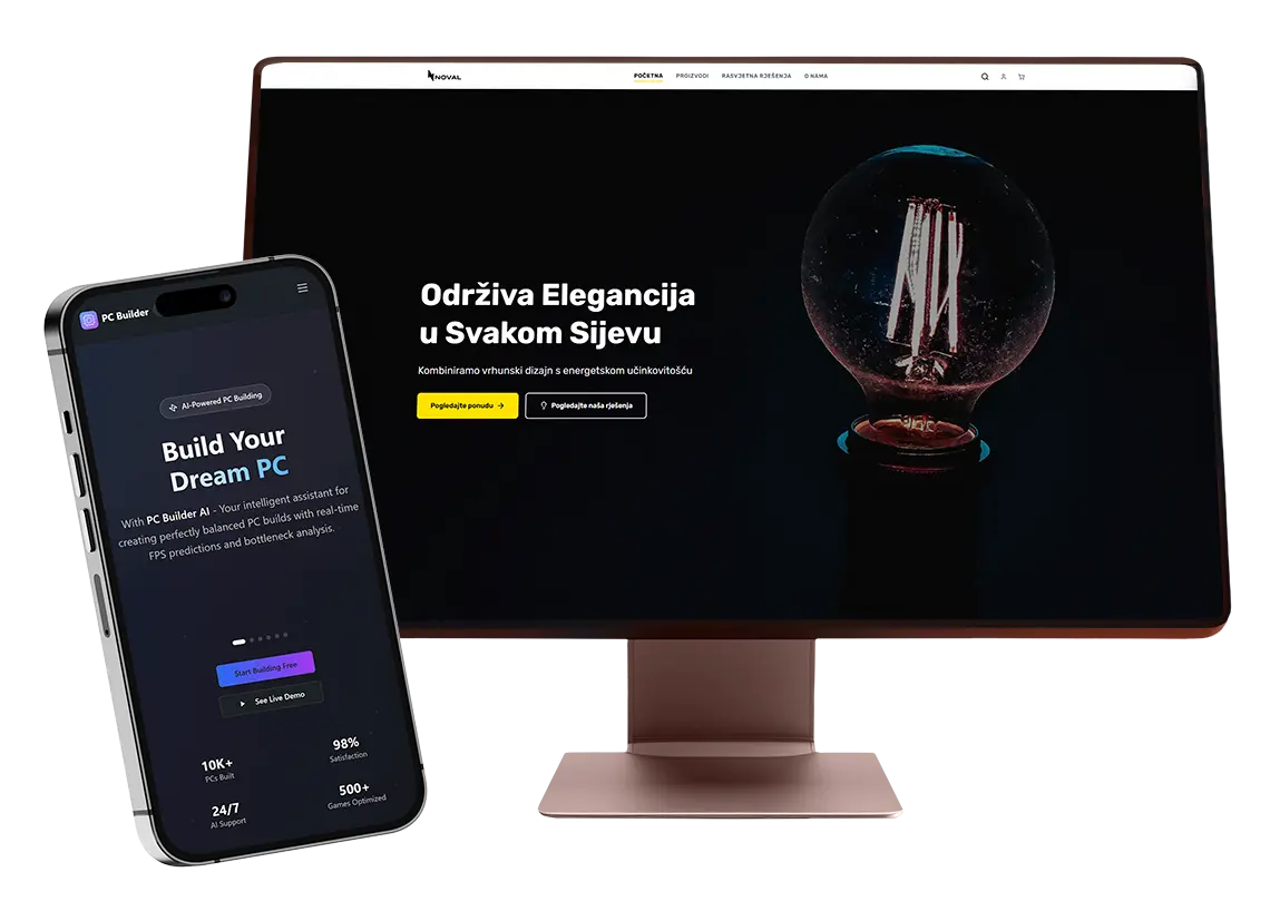 ALTEQ projekti prikazani na monitoru i mobilnom uređaju